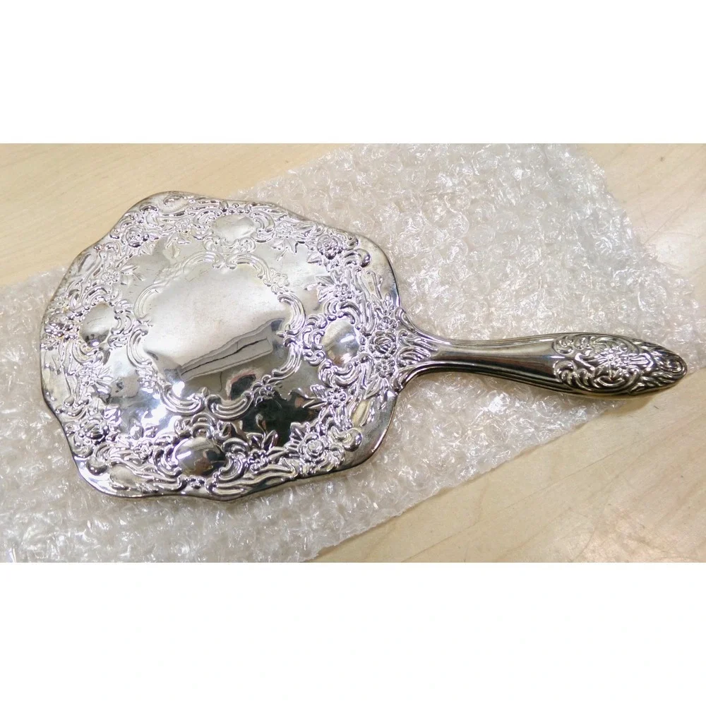 Bloomingdale's Davco Silver‎ Plate Handheld Ornate Vanity Mirror # 7090B
